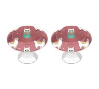 RLDOBOFE 2 Pack Round Cute Llama Pattern Cabinet Knobs with Screws Stainless Steel Kitchen Cupboard Handles Decorative Dresser Drawer Knob Door Pulls Hardware for Home Bathroom