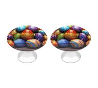 RLDOBOFE 2 Pack Round Easter Eggs Cabinet Knobs with Screws Stainless Steel Kitchen Cupboard Handles Decorative Dresser Drawer Knob Door Pulls Hardware for Home Bathroom