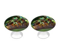 RLDOBOFE 2 Pack Round Frogs and Dragonflies Cabinet Knobs with Screws Stainless Steel Kitchen Cupboard Handles Decorative Dresser Drawer Knob Door Pulls Hardware for Home Bathroom