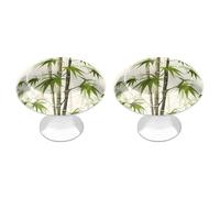 RLDOBOFE 2 Pack Round Green Nature Plant Cabinet Knobs with Screws Stainless Steel Kitchen Cupboard Handles Decorative Dresser Drawer Knob Door Pulls Hardware for Home Bathroom