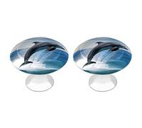 RLDOBOFE 2 Pack Round Jumping Up Dolphins Cabinet Knobs with Screws Stainless Steel Kitchen Cupboard Handles Decorative Dresser Drawer Knob Door Pulls Hardware for Home Bathroom