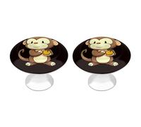 RLDOBOFE 2 Pack Round Monkey Fruit Cabinet Knobs with Screws Stainless Steel Kitchen Cupboard Handles Decorative Dresser Drawer Knob Door Pulls Hardware for Home Bathroom