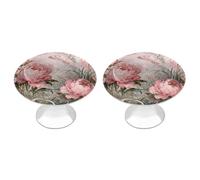 RLDOBOFE 2 Pack Round Moth Peony Cluster Cabinet Knobs with Screws Stainless Steel Kitchen Cupboard Handles Decorative Dresser Drawer Knob Door Pulls Hardware for Home Bathroom
