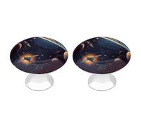 RLDOBOFE 2 Pack Round Outer Space Cabinet Knobs with Screws Stainless Steel Kitchen Cupboard Handles Decorative Dresser Drawer Knob Door Pulls Hardware for Home Bathroom