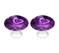 RLDOBOFE 2 Pack Round Purple Love Cabinet Knobs with Screws Stainless Steel Kitchen Cupboard Handles Decorative Dresser Drawer Knob Door Pulls Hardware for Home Bathroom