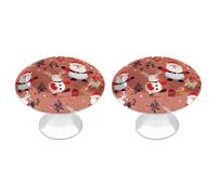 RLDOBOFE 2 Pack Round Santa Snowman Cabinet Knobs with Screws Stainless Steel Kitchen Cupboard Handles Decorative Dresser Drawer Knob Door Pulls Hardware for Home Bathroom