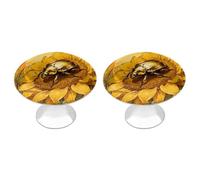 RLDOBOFE 2 Pack Round Scarab Sunflower Cabinet Knobs with Screws Stainless Steel Kitchen Cupboard Handles Decorative Dresser Drawer Knob Door Pulls Hardware for Home Bathroom