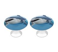 RLDOBOFE 2 Pack Round White Shark Cabinet Knobs with Screws Stainless Steel Kitchen Cupboard Handles Decorative Dresser Drawer Knob Door Pulls Hardware for Home Bathroom
