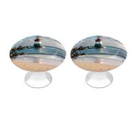 RLDOBOFE 2 Pack Sea Lighthouse Sandbeach Cabinet Knob Stainless Steel Drawer Pull with Screws Round Cabinet Handle 1.1 Inch Hardware Decorative Knobs for Kitchen Furniture Cupboard