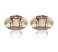 RLDOBOFE 2 Pack Two Cartoon Cupcakes Cabinet Knob Stainless Steel Drawer Pull with Screws Round Cabinet Handle 1.1 Inch Hardware Decorative Knobs for Kitchen Furniture Cupboard