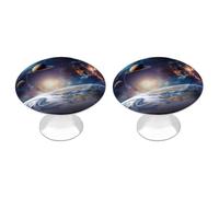 RLDOBOFE 2 Pack Universe Galaxy Outer Space Cabinet Knob Stainless Steel Drawer Pull with Screws Round Cabinet Handle 1.1 Inch Hardware Decorative Knobs for Kitchen Furniture Cupboard