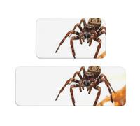 RLDOBOFE 2-Piece Anti-Fatigue Kitchen Mats, Cushioned Non-Slip Standing Desk Mat, Brown Spider Kitchen Rugs for Office, Laundry 17"x30"+17"x47", Non-Slip, Comfort Foam