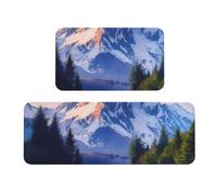RLDOBOFE 2-Piece Anti-Fatigue Kitchen Mats, Cushioned Non-Slip Standing Desk Mat, Snow Mountain Kitchen Rugs for Office, Laundry 17"x30"+17"x47", Non-Slip, Comfort Foam