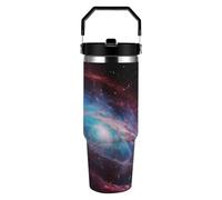 RLDOBOFE 30 Oz Universe Galaxy Tumbler with Top Handle Vacuum Insulated Tumblers with Flip Straw Fits Cup Holders Double Wall Travel Coffee Mug Leakproof Water Bottle Cars Cup