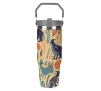 RLDOBOFE 30oz Insulated Tumblers with Top Handle, Stainless Steel Australian Animals Car Cup with Straw for Gift, Leak-Proof Double Wall Vacuum Travel Mug, Personalized Water Bottles White