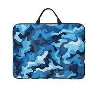 RLDOBOFE 360° Protective Laptop Sleeve 14 Inch Blue Camouflage Pattern Laptop Case with Handle Shockproof Computer Bag Waterproof Briefcase Handbags Portable Laptop Bag Gifts for Men Women