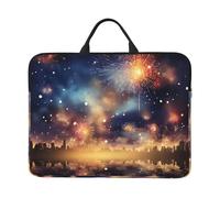 RLDOBOFE 360° Protective Laptop Sleeve 14 Inch Fireworks Night Laptop Case with Handle Shockproof Computer Bag Waterproof Briefcase Handbags Portable Laptop Bag Gifts for Men Women