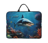RLDOBOFE 360° Protective Laptop Sleeve 14 Inch Fish Sharks Coral Laptop Case with Handle Shockproof Computer Bag Waterproof Briefcase Handbags Portable Laptop Bag Gifts for Men Women