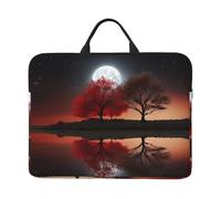 RLDOBOFE 360° Protective Laptop Sleeve 14 Inch Red Tree Lake Moon Laptop Case with Handle Shockproof Computer Bag Waterproof Briefcase Handbags Portable Laptop Bag Gifts for Men Women