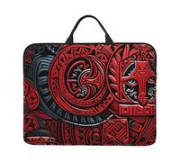 RLDOBOFE 360° Protective Laptop Sleeve 14 Inch Red Tribal Pattern Laptop Case with Handle Shockproof Computer Bag Waterproof Briefcase Handbags Portable Laptop Bag Gifts for Men Women