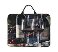 RLDOBOFE 360° Protective Laptop Sleeve 14 Inch Red Wine and Wine Glasses Laptop Case with Handle Shockproof Computer Bag Waterproof Briefcase Handbags Portable Laptop Bag Gifts for Men Women