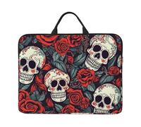 RLDOBOFE 360° Protective Laptop Sleeve 14 Inch Sugar skulls and red roses Laptop Case with Handle Shockproof Computer Bag Waterproof Briefcase Handbags Portable Laptop Bag Gifts for Men Women