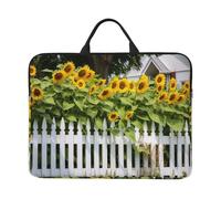 RLDOBOFE 360° Protective Laptop Sleeve 14 Inch Sunflowers White Picket Fence Laptop Case with Handle Shockproof Computer Bag Waterproof Briefcase Handbags Portable Laptop Bag Gifts for Men Women