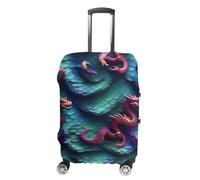 RLDOBOFE 3D Magical Dragon Scales Baggage Cover for Travel, Washable Suitcase Covers for Home, Dustproof Luggage Protector Skins with Zippers, Protector Anti Scratch, Luggage Covers, white, M, Luggage