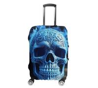 RLDOBOFE 3D Print Blue Skull Travel Luggage Cover Anti Scratch Suitcase Protector Washable Elastic Baggage Cover, white, Small, Stylish