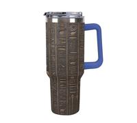 RLDOBOFE 40 Oz Ancient Egyptian Hieroglyph Tumbler with Handle with Lid And Straw Stainless Steel Insulated Cup Double Wall Vacuum Large Capacity Car Cup Keeps Cold Hot for Tea Coffee Deep Blue