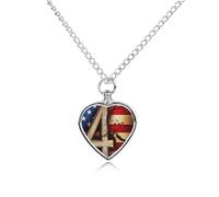 RLDOBOFE 4th of July Flag Cremation Jewelry for Ashes Heart Urn Necklaces Personalized Memorial Necklace Dog Cat Keepsake Pendant Custom Small Locket Ash Holder for Women Men