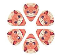 RLDOBOFE 6 Pcs Custom Gathered Cat Guitar Picks for Acoustic Guitars Violin Ukulele Bass 0.71mm White