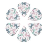 RLDOBOFE 6 Pcs Custom Heart Shape Guitar Picks and Bow Guitar Picks for Acoustic Guitars Violin Ukulele Bass Guitar Picks 0.46mm White