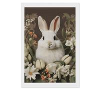 RLDOBOFE A Beautiful White Rabbit Diamond Painting Kit for Adults Round 5d Diamond Art Kits for Beginners DIY Full Drill Diamonds Dots Painting Gem Arts Crafts Home Wall Decor Gift 8"x12"