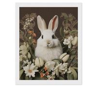 RLDOBOFE A Beautiful White Rabbit Diamond Painting Kit for Adults Round 5d Diamond Art Kits for Beginners DIY Full Drill Diamonds Dots Painting Gem Arts Crafts Home Wall Decor Gift 16"x20"