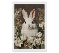 RLDOBOFE A Beautiful White Rabbit Diamond Painting Kit for Adults Square 5D Diamond Art Kits for Beginners DIY Full Drill Diamonds Dots Painting Gem Arts Crafts Home Wall Decor Gift 8"x12"