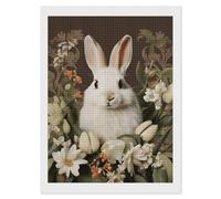 RLDOBOFE A Beautiful White Rabbit Diamond Painting Kit for Adults Square 5D Diamond Art Kits for Beginners DIY Full Drill Diamonds Dots Painting Gem Arts Crafts Home Wall Decor Gift 12"x16"