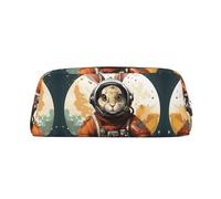 RLDOBOFE A cartoon rabbit wearing a space suit print Pencil Bag waterproof Zipper Pencil Case Leather Pen Box Cosmetic Bag For Office Pencil