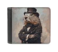 RLDOBOFE A Charming Prairie Dog Wallet Passcase for Men, Extra Capacity Bifold Leather Wallets with ID Windows, Slim Stylish Wallet for Gift, Blocking Money Clip for Cards, Coin Pouch
