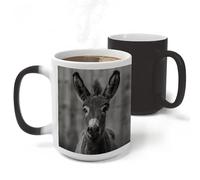 RLDOBOFE A Donkey Pattern Ceramic Color Changing Mug Heat Transforming Activated Mug 11 Oz Heat Changing Sensitive Tea Cup Magic Novelty Coffee Cup Drinkware Home Kitchen Gift