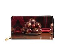 RLDOBOFE A Few Chestnuts Leather Wallet for Women Long Coin Purse Ultra Slim Credit Cards Holder Bifold Clutch