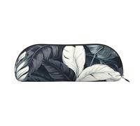 RLDOBOFE A Set Of Blue Bows Pencil Pouch Leather,Small Pen Bags With Zipper For Pencils,Pens,Markers,Makeups,Change,Coins, White and Silver Leaves, One Size