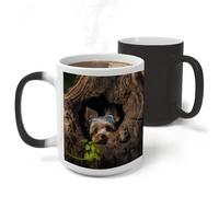 RLDOBOFE A Yorkshire Terrier Nestled in A Hole Ceramic Color Changing Mug Heat Transforming Activated Mug 11 Oz Heat Changing Sensitive Tea Cup Magic Novelty Coffee Cup Drinkware Home Kitchen Gift