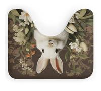 RLDOBOFE Absorbent A Beautiful White Rabbit Bathroom Rug Soft U-Shaped Toilet Rug Quick Dry Non-Slip Bottom Contour Commode Mat Machine Washable Low Pile Thin Bathroom Floor Mat Decor