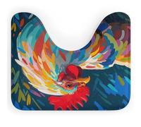 RLDOBOFE Absorbent Art Colorful Chicken Bathroom Rug Soft U-Shaped Toilet Rug Quick Dry Non-Slip Bottom Contour Commode Mat Machine Washable Low Pile Thin Bathroom Floor Mat Decor