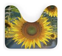 RLDOBOFE Absorbent Beautiful Sunflower Bathroom Rug Soft U-Shaped Toilet Rug Quick Dry Non-Slip Bottom Contour Commode Mat Machine Washable Low Pile Thin Bathroom Floor Mat Decor