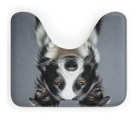 RLDOBOFE Absorbent Border Collie Bathroom Rug Soft U-Shaped Toilet Rug Quick Dry Non-Slip Bottom Contour Commode Mat Machine Washable Low Pile Thin Bathroom Floor Mat Decor