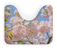 RLDOBOFE Absorbent Cherry Blossom Bathroom Rug Soft U-Shaped Toilet Rug Quick Dry Non-Slip Bottom Contour Commode Mat Machine Washable Low Pile Thin Bathroom Floor Mat Decor