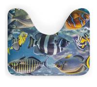 RLDOBOFE Absorbent Different Fish Bathroom Rug Soft U-Shaped Toilet Rug Quick Dry Non-Slip Bottom Contour Commode Mat Machine Washable Low Pile Thin Bathroom Floor Mat Decor