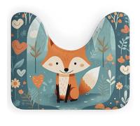 RLDOBOFE Absorbent Fox and Heart Bathroom Rug Soft U-Shaped Toilet Rug Quick Dry Non-Slip Bottom Contour Commode Mat Machine Washable Low Pile Thin Bathroom Floor Mat Decor